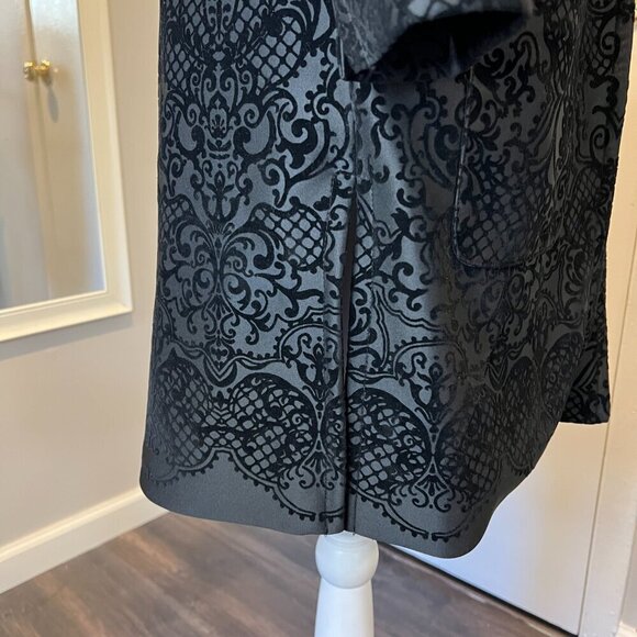 Roz & Ali Black Paisley Burnout Velvet Long Duster Jacket, Size Medium - Picture 9 of 15
